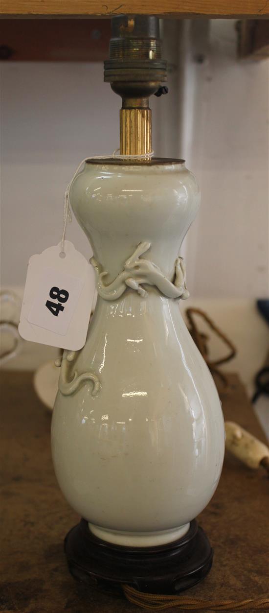 Chinese white glazed porcelain double gourd vase mounted as a lamp